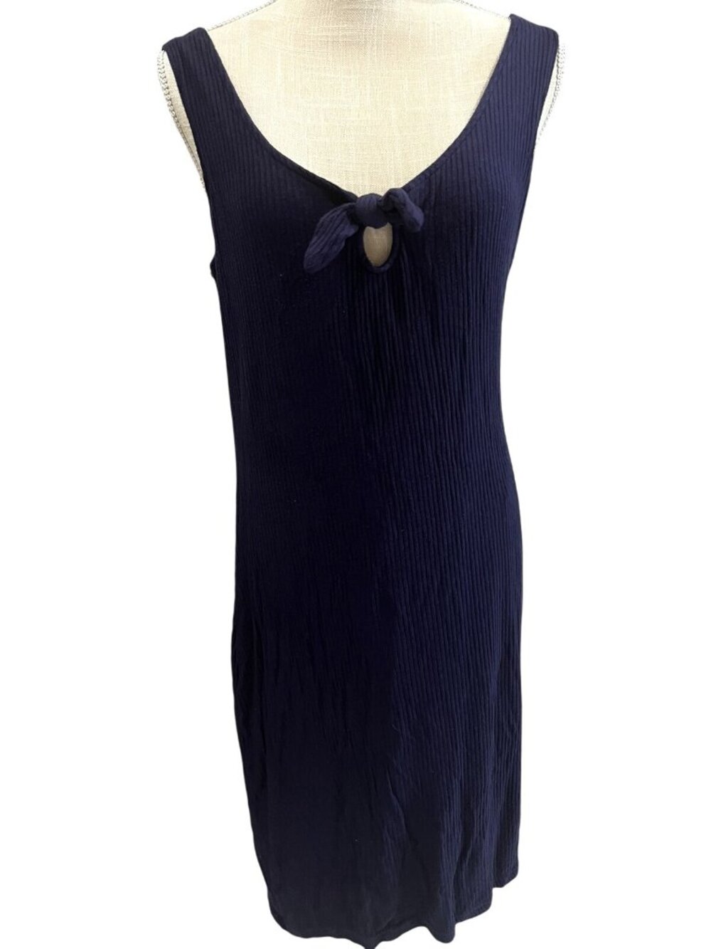 Cupcakes & Cashmere Purple Sleeveless Ribbed Knit Dress W/Front Tie Detail L
